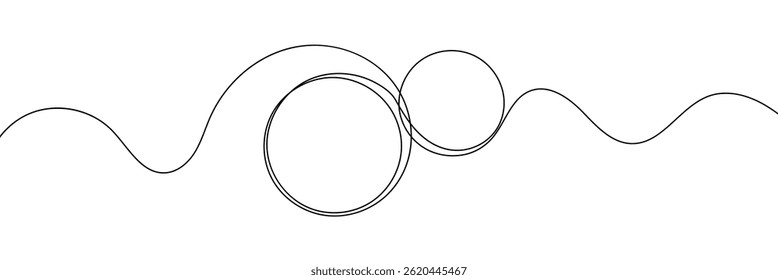 Continuous one line circle stroke, Hand drawn circle frame on white background. one line drawing vector illustration, Continuous one line drawing of scribble black circle. Round frame sketch outline.