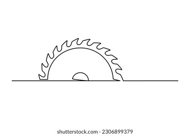 Hoja circular continua de una línea. Hoja circular vintage aislada en un fondo blanco. Concepto de carpintería. Ilustración del vector