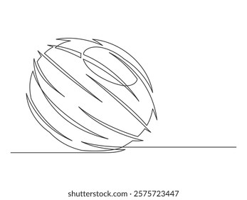 Continuous one line coconut isolated on white background. Simple plant silhouette. Hand drawn coconut outline. Editable stroke. Vector illustration