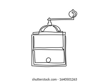 Continuous one line A Coffee bean grinder.