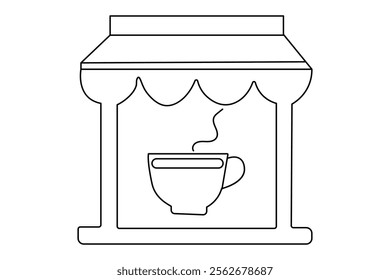 Continuous one line coffee drawing of outline vector icon