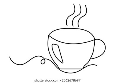 Continuous one line coffee drawing of outline vector icon