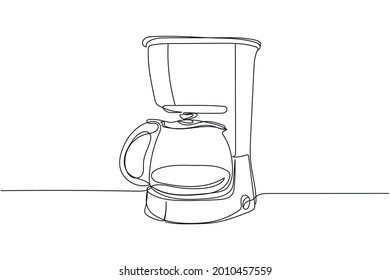 Continuous one line of coffee maker in silhouette on a white background. Linear stylized.Minimalist.