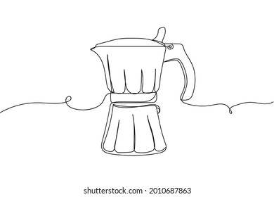 Continuous one line of coffee maker in silhouette on a white background. Linear stylized.Minimalist.