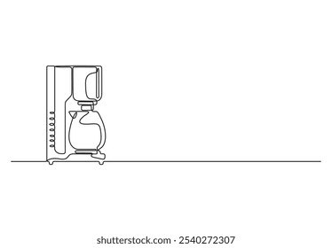 Continuous one line of coffee maker in silhouette on a white background. Linear stylized. Vector illustration