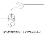 Continuous one line of computer mouse in silhouette on a white background. Linear stylized.Minimalist.