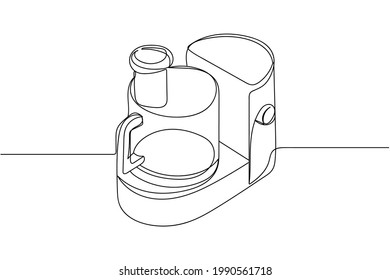 Kontinuierlich eine Reihe von Kochverarbeitern in Silhouette auf weißem Hintergrund. Linear stylisiert.Minimalist.