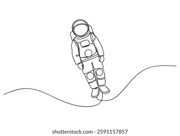 Continuous One Line Cosmonaut | Minimalist Astronaut Vector Illustration