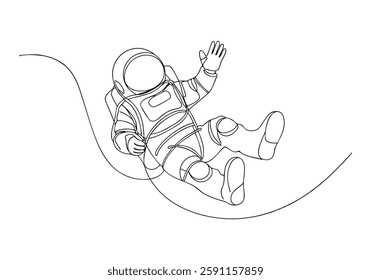 Continuous One Line Cosmonaut | Minimalist Astronaut Vector Illustration