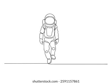 Continuous One Line Cosmonaut | Minimalist Astronaut Vector Illustration