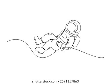 Continuous One Line Cosmonaut | Minimalist Astronaut Vector Illustration