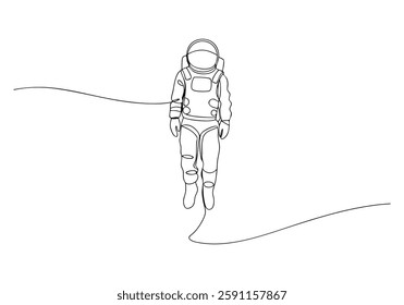 Continuous One Line Cosmonaut | Minimalist Astronaut Vector Illustration