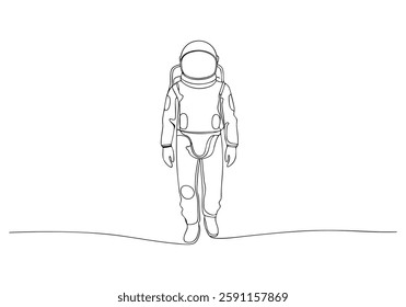 Continuous One Line Cosmonaut | Minimalist Astronaut Vector Illustration