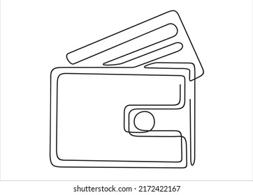 Continuous one line of credit card in wallet. 