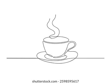 Continuous One Line Cup of Coffee | Minimalist Beverage Vector Illustration