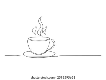 Continuous One Line Cup of Coffee | Minimalist Beverage Vector Illustration