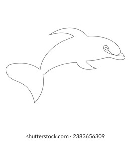 Continuous one line of cute dolphin sea fish  outline vector art drawing and illustration
