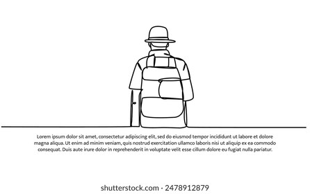 Durchgängiges One-Line-Design des Abenteuers. Minimalistische Stil-Vektorillustration auf weißem Hintergrund.