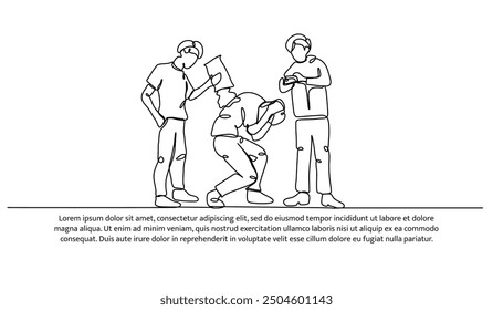 Continuous one line design of bullying in school. Minimalist style vector illustration on white background.