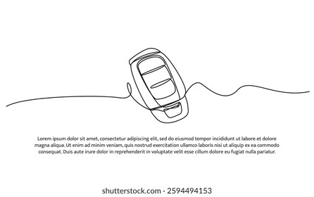 Continuous one line design of a car remote. Minimalist style vector illustration on white background.