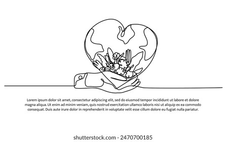 Continuous one line design of care about healthy food.Minimalist style vector illustration on white background.