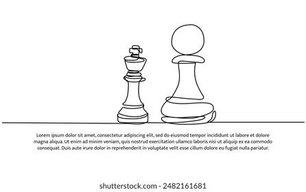Continuous one line design of chess.Minimalist style vector illustration on white background.