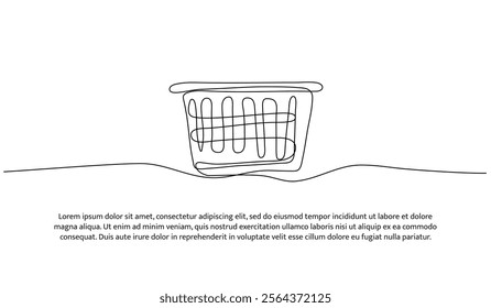 Continuous one line design of clothes basket. Minimalist style vector illustration on white background.