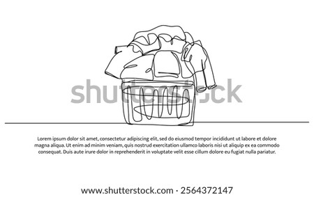 Continuous one line design of clothes basket. Minimalist style vector illustration on white background.