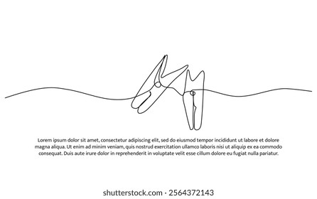 Continuous one line design of clothespins. Minimalist style vector illustration on white background.