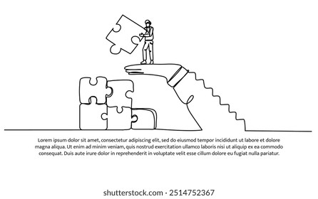 Diseño continuo de una línea de cooperación para aumentar. Ilustración vectorial de estilo minimalista sobre fondo blanco.
