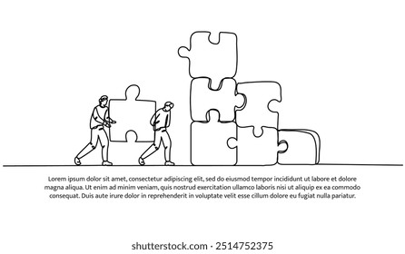 Diseño continuo de una línea de cooperación para aumentar. Ilustración vectorial de estilo minimalista sobre fondo blanco.