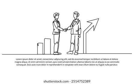 Projeto contínuo de uma linha de cooperação. Ilustração de vetor de estilo minimalista em fundo branco.