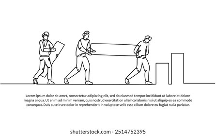 Continuous one line design of cooperation to increase. Minimalist style vector illustration on white background.