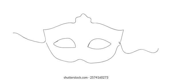 Continuous one line design Creative funny party costume accessories for celebration. Carnival mask line art vector illustration. Hand made vector not AI 