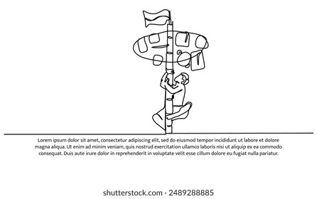 Continuous one line design of dirgahayu indonesia celebrating competitions.Minimalist style vector illustration on white background.