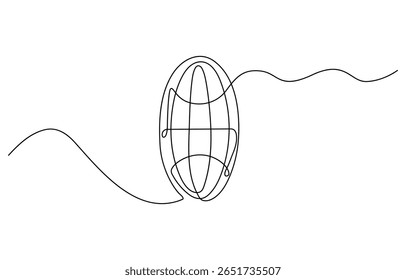 Continuous one line design of earth with green leaves. Minimalist style vector illustration on white background.