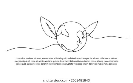 Continuous one line design of eco-friendly concept. Minimalist style vector illustration on white background