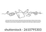 Continuous one line design of Garbage Piles. Minimalist style vector illustration on white background.