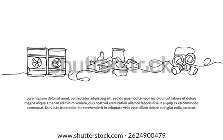 Continuous one line design of hazardous waste. Minimalist style vector illustration on white background.