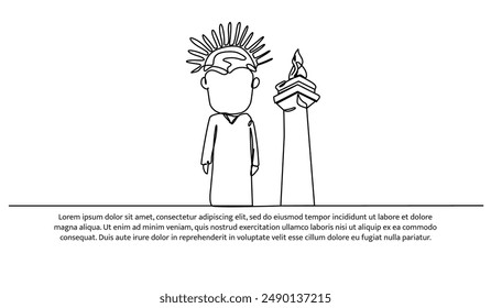 Continuous one line design of indonesia puppet.Minimalist style vector illustration on white background.