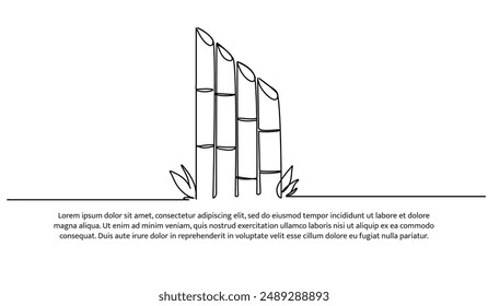 Durchgängiges einzeiliges Design aus indonesischem Bambus. Minimalistische Vektorillustration auf weißem Hintergrund.