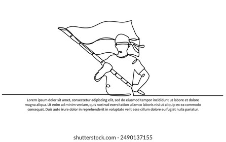 Continuous one line design of indonesian independence day .Minimalist style vector illustration on white background.