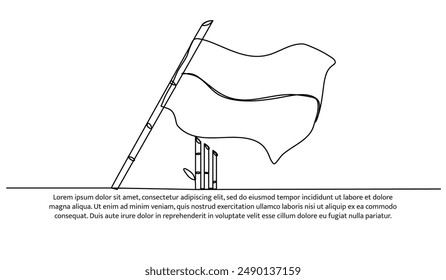 Diseño continuo de una línea del día de la independencia de Indonesia. Ilustración vectorial de estilo minimalista sobre fondo blanco.