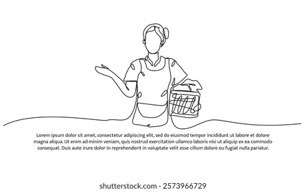 Continuous one line design of laundry model. Minimalist style vector illustration on white background.