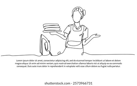 Continuous one line design of laundry model. Minimalist style vector illustration on white background.