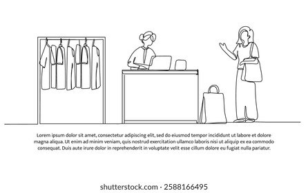 Continuous one line design of laundry activity working. Minimalist style vector illustration on white background.
