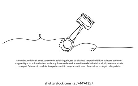 Continuous one line design of a mechanical piston. Minimalist style vector illustration on white background.