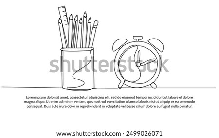 Continuous one line design of pencil case. Minimalist style vector illustration on white background.