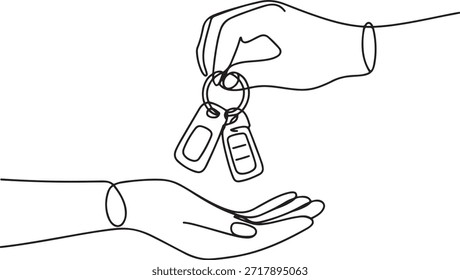 Diseño continuo de una línea de recepción de llaves del coche. Vector de estilo minimalista. una línea
