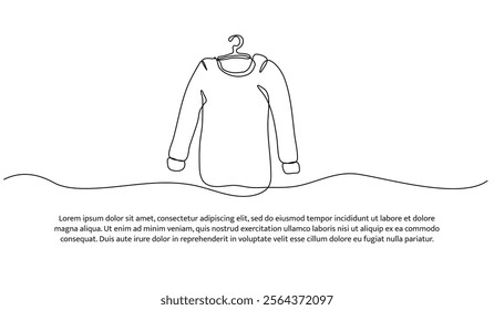 Continuous one line design of shirt. Minimalist style vector illustration on white background.